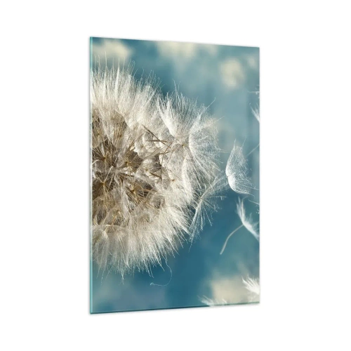 Glasbild - Bild auf glas - Ein verwelkter Löwenzahn vor blauem Himmel - 80x120cm - Engelsatem - Moderne Wanddekoration für Wohnzimmer und Schlafzimmer ARTTOR