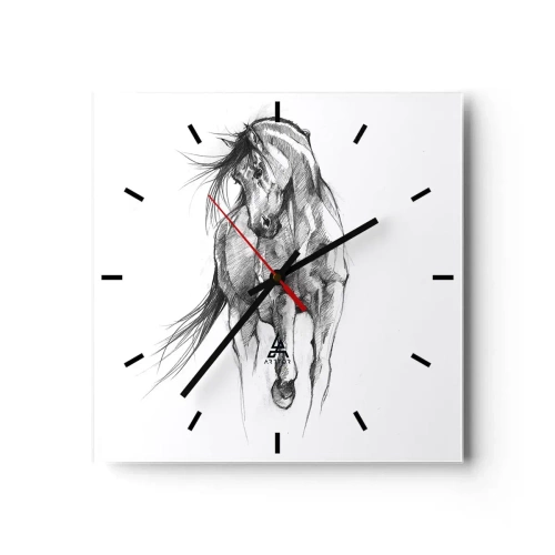 Wanduhr - Glasuhr - Im anmutigen Trab - 40x40 cm