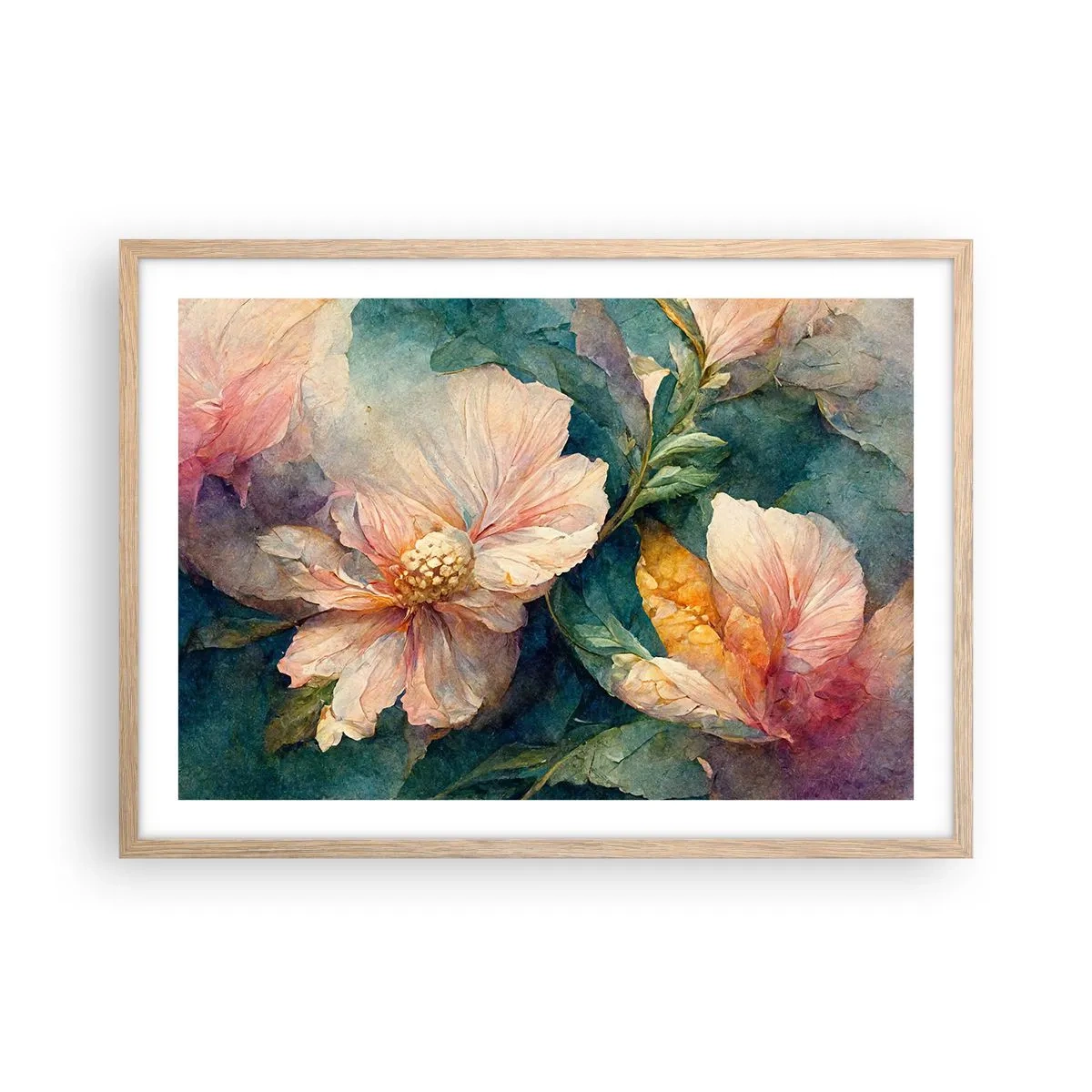 Poster in einem Rahmen aus heller Eiche - Pure Subtilität - 70x50 cm