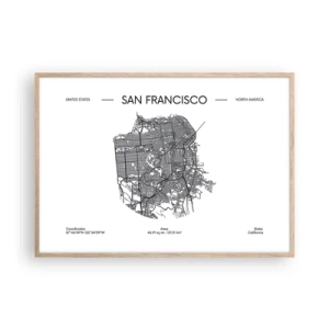 Poster in einem Rahmen aus heller Eiche - Anatomie von San Francisco - 100x70 cm