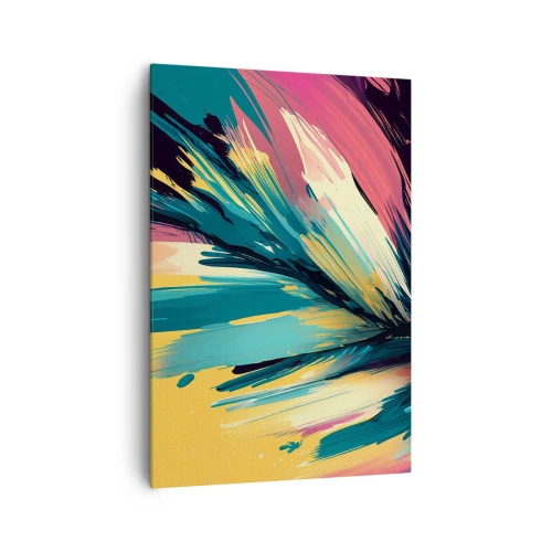 Bild auf Leinwand - Leinwandbild - Eine abstrakte Komposition in intensiven und kontrastreichen Farben. - 70x100cm - Komposition – eine Explosion der Freude - Moderne Wanddekoration für Wohnzimmer und Schlafzimmer ARTTOR