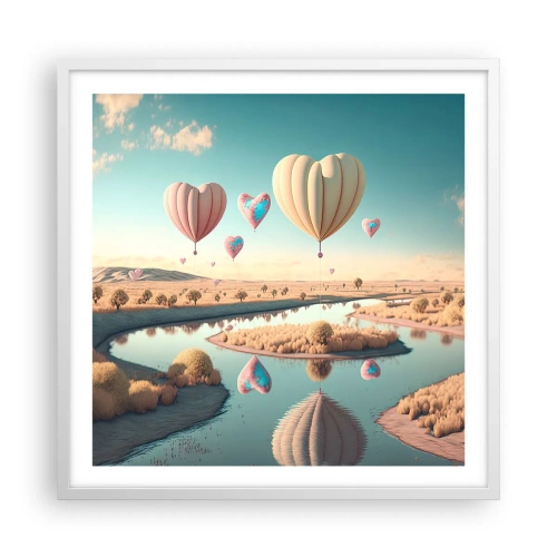 Poster in einem weißen Rahmen - Dank Liebe steigt man auf - 60x60 cm