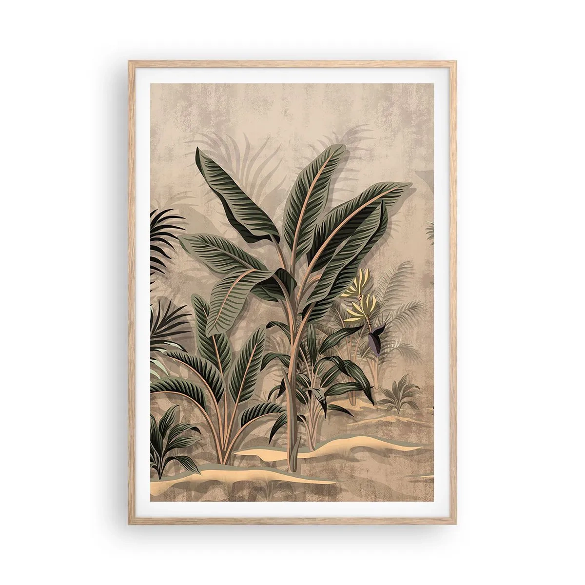 Poster in einem Rahmen aus heller Eiche - Eine Gravur im Kolonialstil - 70x100 cm