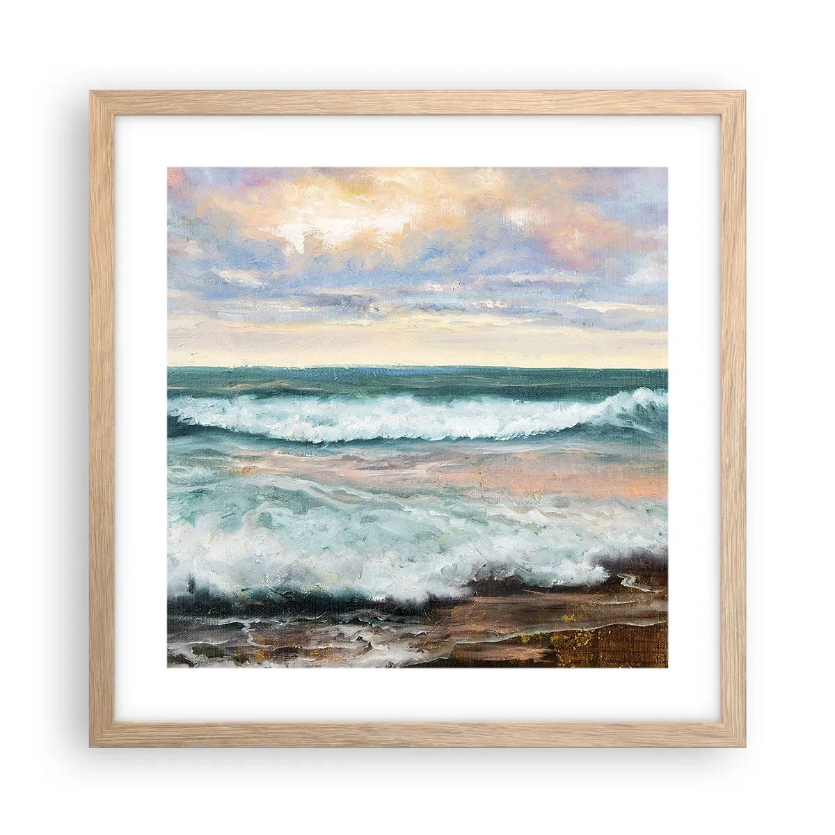 Poster in einem Rahmen aus heller Eiche - Hier werden Sie Ihre Seele baumeln lassen - 40x40 cm