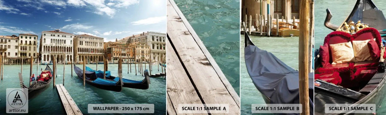 Fototapetenmuster Standard Eco - Paläste in Blau - Stadt, Venedig, Die Architektur - 100x30 cm