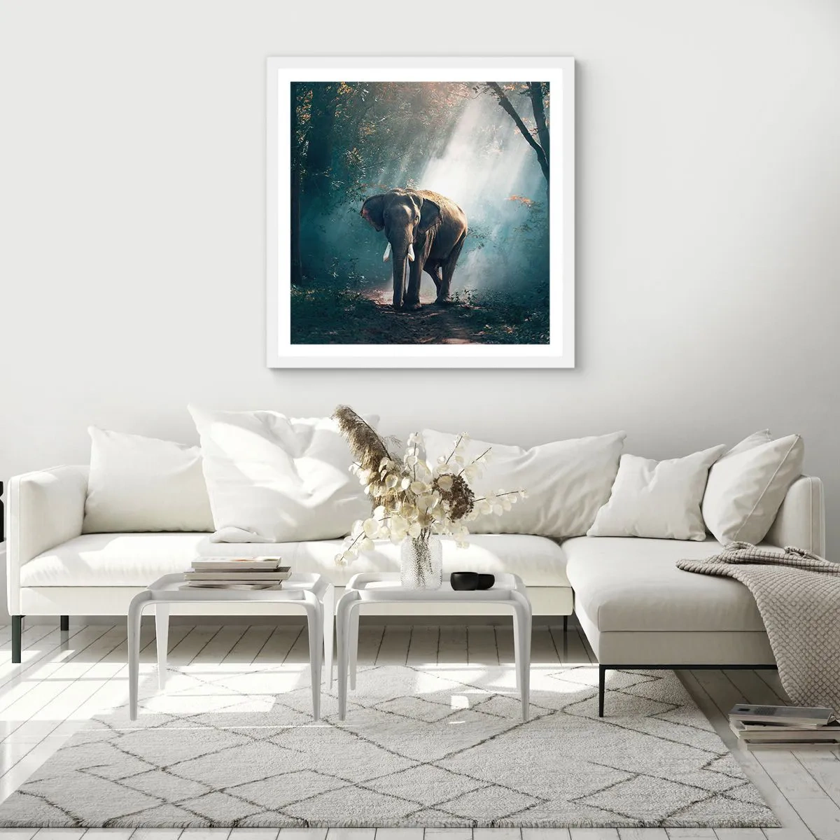 Poster in einem weißen Rahmen - Ein gemütlicher Spaziergang - 30x30 cm