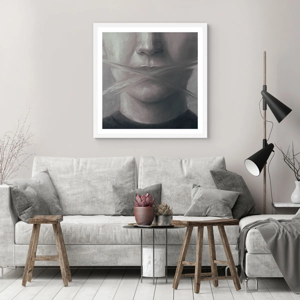 Poster in einem weißen Rahmen - Ohne ein Wort - 30x30 cm