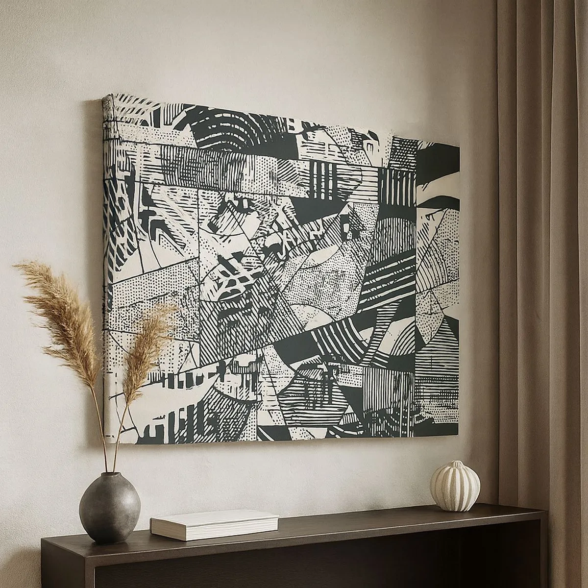 Bild auf Leinwand - Leinwandbild - Geometrische abstrakte Muster in Grüntönen auf hellem Hintergrund - 70x50cm - Die Dynamik der Gegenwart - Moderne Wanddekoration für Wohnzimmer und Schlafzimmer ARTTOR