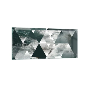 Glasbild - Bild auf glas - Geometrisches Muster mit Wellenmotiv in Grüntönen - 120x50cm - Kristallperspektive - Moderne Wanddekoration für Wohnzimmer und Schlafzimmer ARTTOR