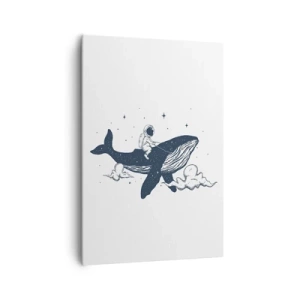 Bild auf Leinwand - Leinwandbild - Astronaut auf einem im Weltraum schwebenden Wal - 70x100cm - Weltraumabenteuer - Moderne Wanddekoration für Wohnzimmer und Schlafzimmer ARTTOR