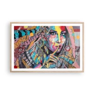 Poster in einem Rahmen aus heller Eiche - Sei still, bis du verstehst - 91x61 cm