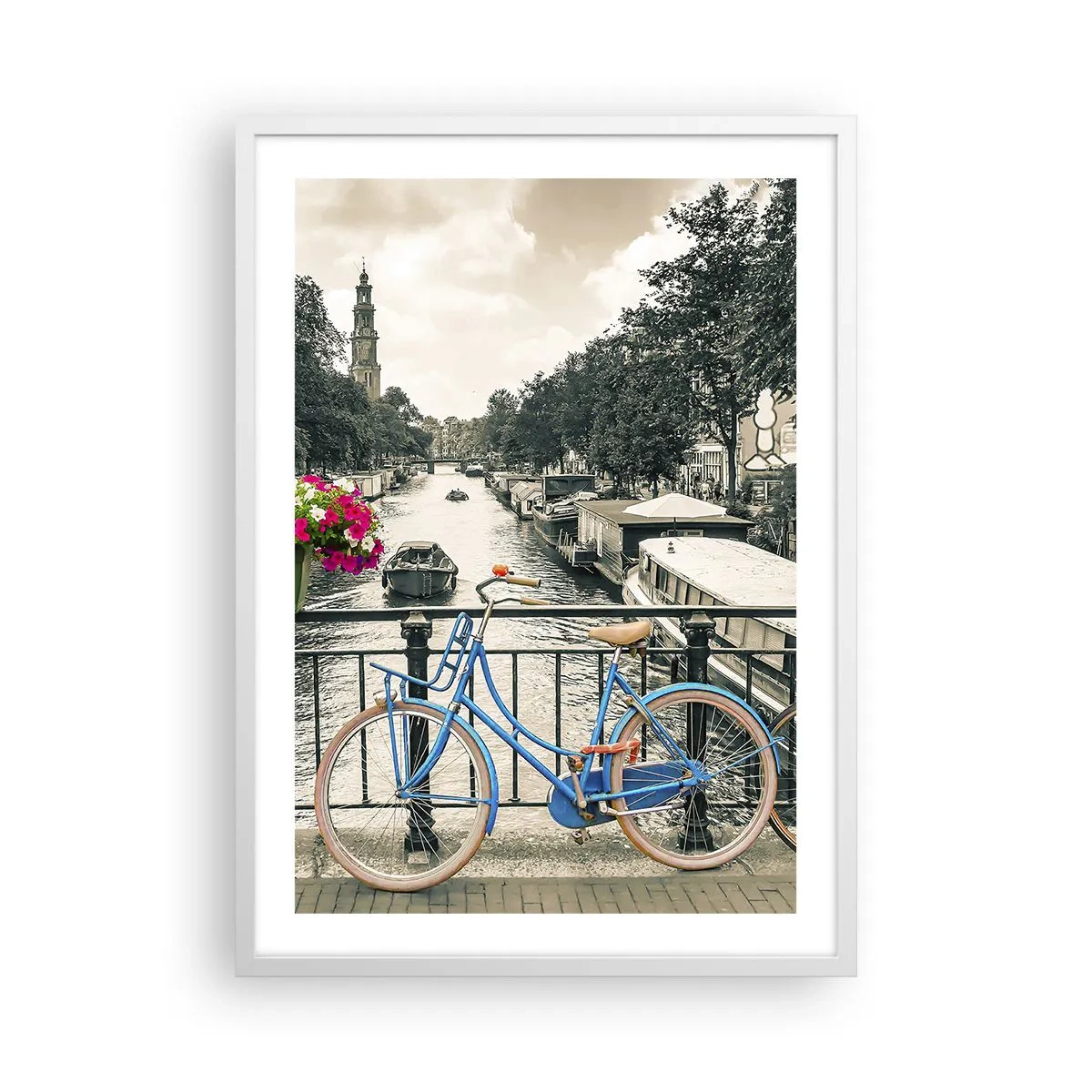 Poster in einem weißen Rahmen - Die Farben der Amsterdamer Straße - 50x70 cm