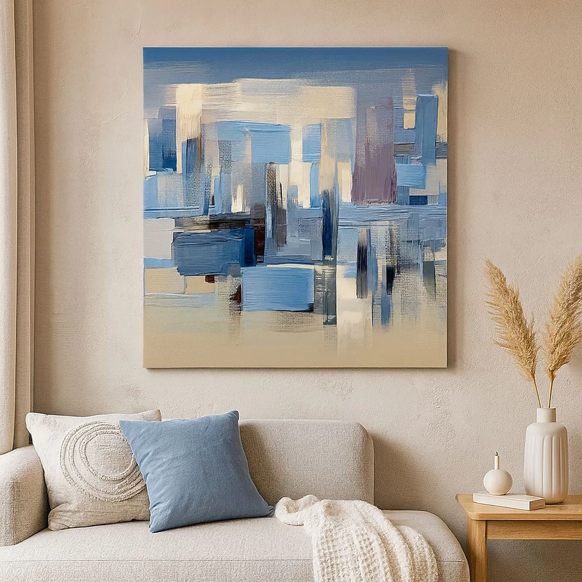 Bild auf Leinwand - Leinwandbild - Blaue Konstruktion - 30x30 cm