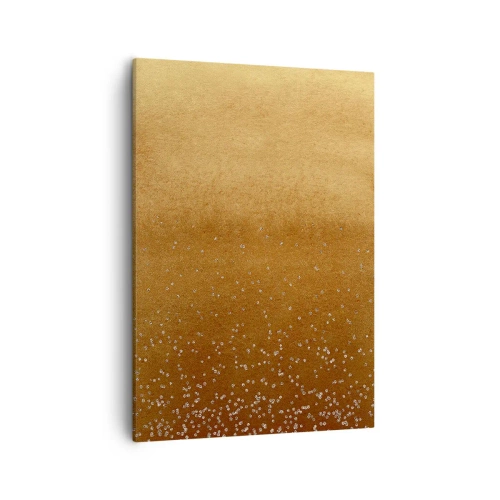 Bild auf Leinwand - Leinwandbild - Ein goldener Farbverlauf mit dezentem Schimmer und Verzierung - 50x70cm - Die Geburt des Lichts - Moderne Wanddekoration für Wohnzimmer und Schlafzimmer ARTTOR