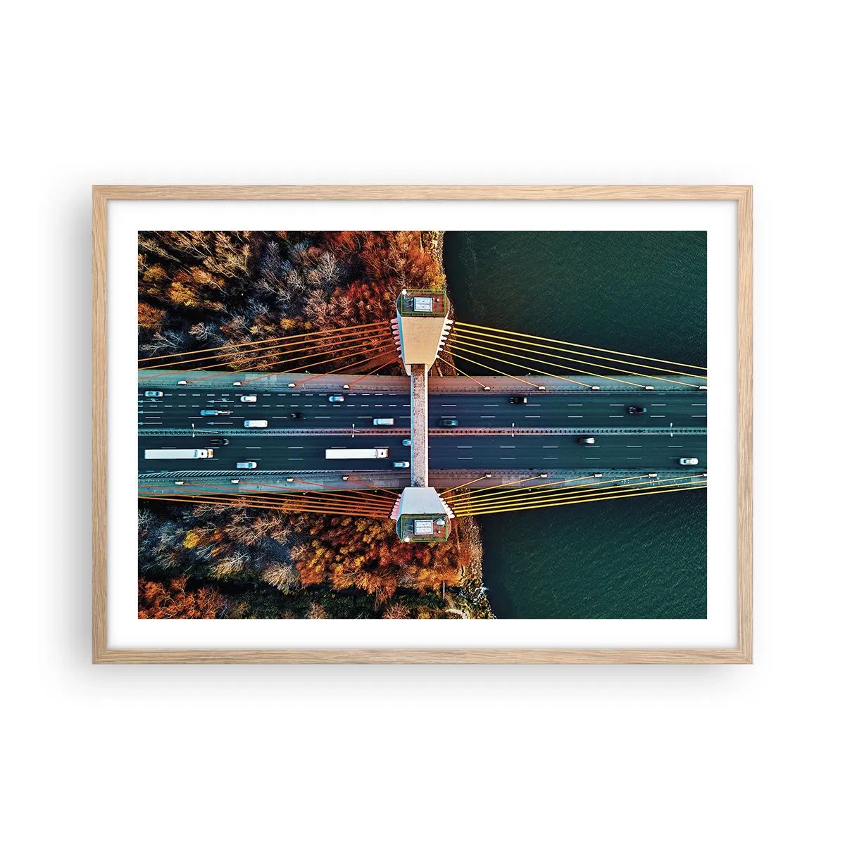 Poster in einem Rahmen aus heller Eiche - Jenseits der Gewässer, jenseits der Wälder - 70x50 cm