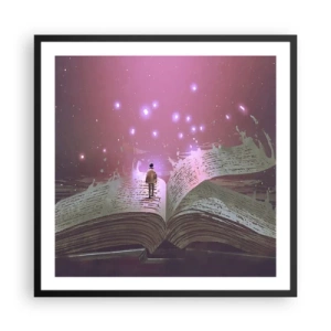 Poster in einem schwarzem Rahmen - Einladung in eine andere Welt - lesen Sie! - 60x60 cm