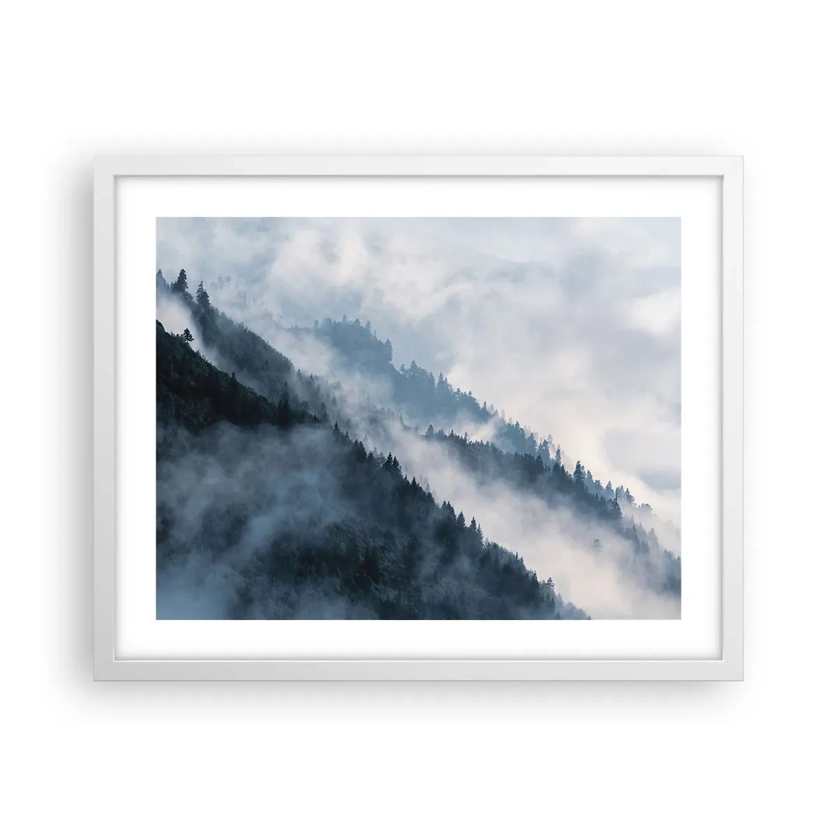 Poster in einem weißen Rahmen - Mystik der Berge - 50x40 cm