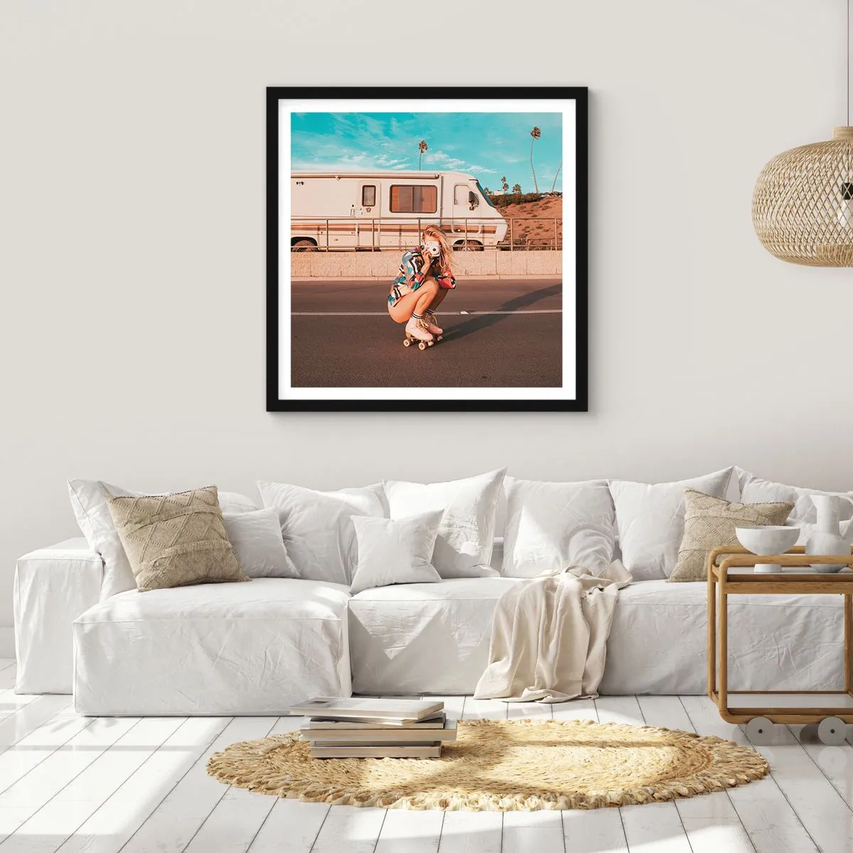 Poster in einem schwarzem Rahmen - Lächel bitte! - 60x60 cm