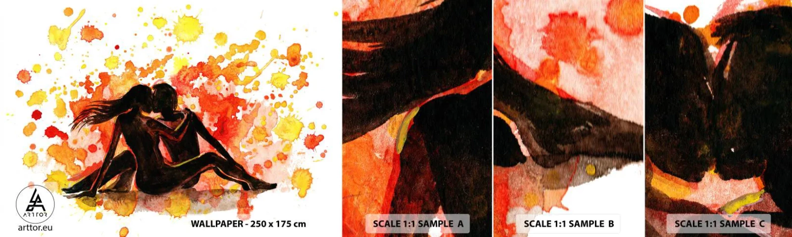 Fototapeten Muster Selbstklebend Deluxe Sticker - Und es war Licht - Menschen, Kuss, Liebespaar - 100x30 cm