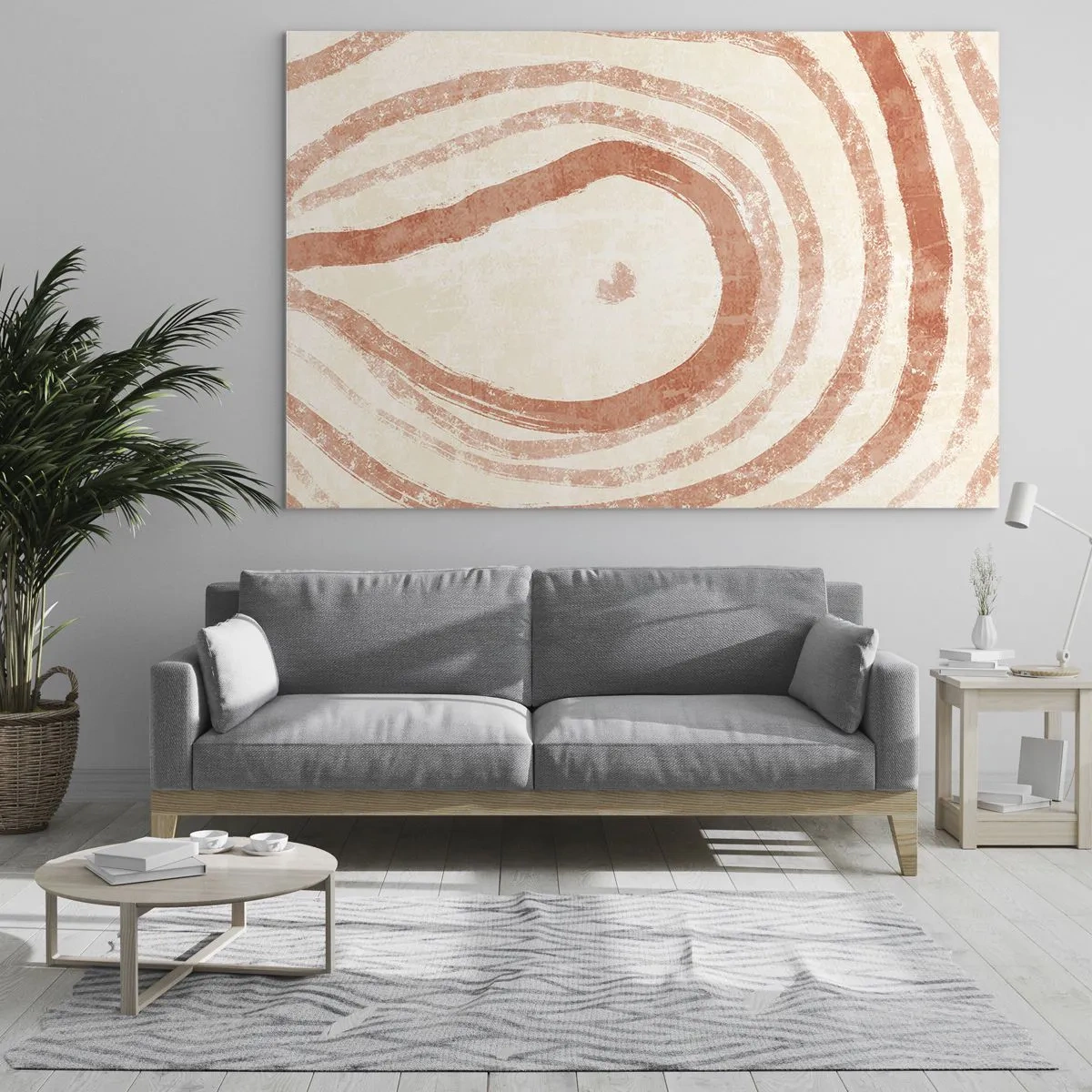 Glasbild - Bild auf glas - Abstrakte Korallenlinien in Form konzentrischer Kreise - 70x50cm - Korallenkreise – Komposition - Moderne Wanddekoration für Wohnzimmer und Schlafzimmer ARTTOR