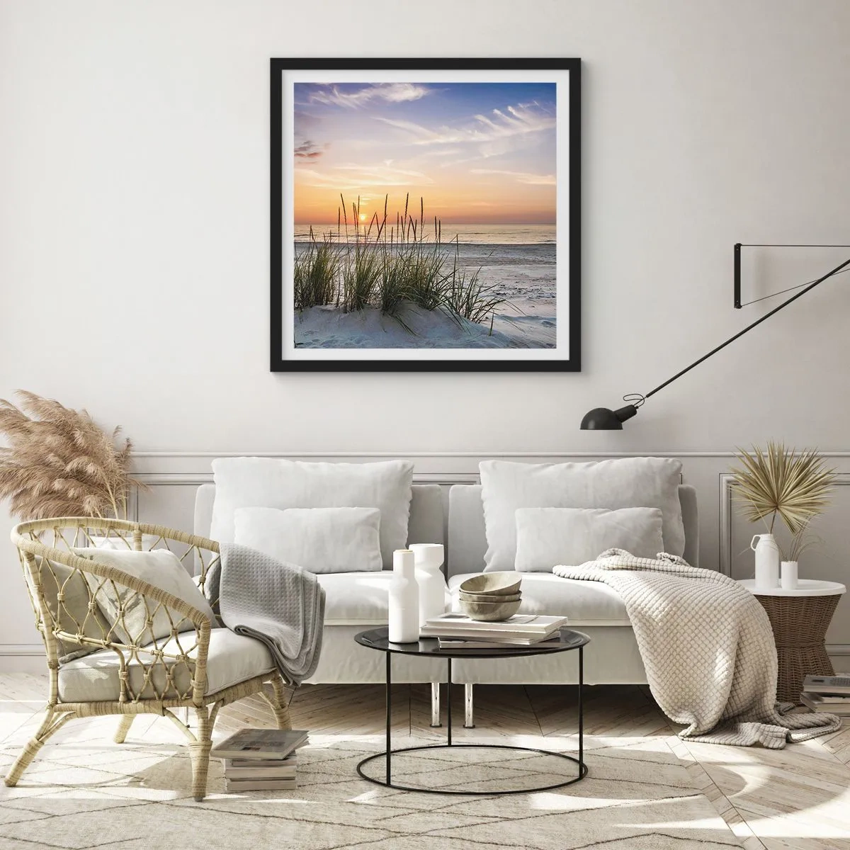 Poster in einem schwarzem Rahmen - Schau, denk, fühl - 40x40 cm