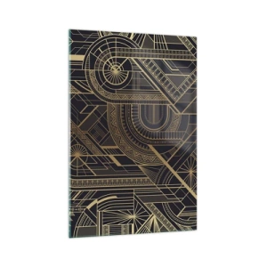 Glasbild - Bild auf glas - Goldene geometrische Muster auf schwarzem Hintergrund im Art-Deco-Stil - 70x100cm - Konzepte, Ideen, Pläne - Moderne Wanddekoration für Wohnzimmer und Schlafzimmer ARTTOR