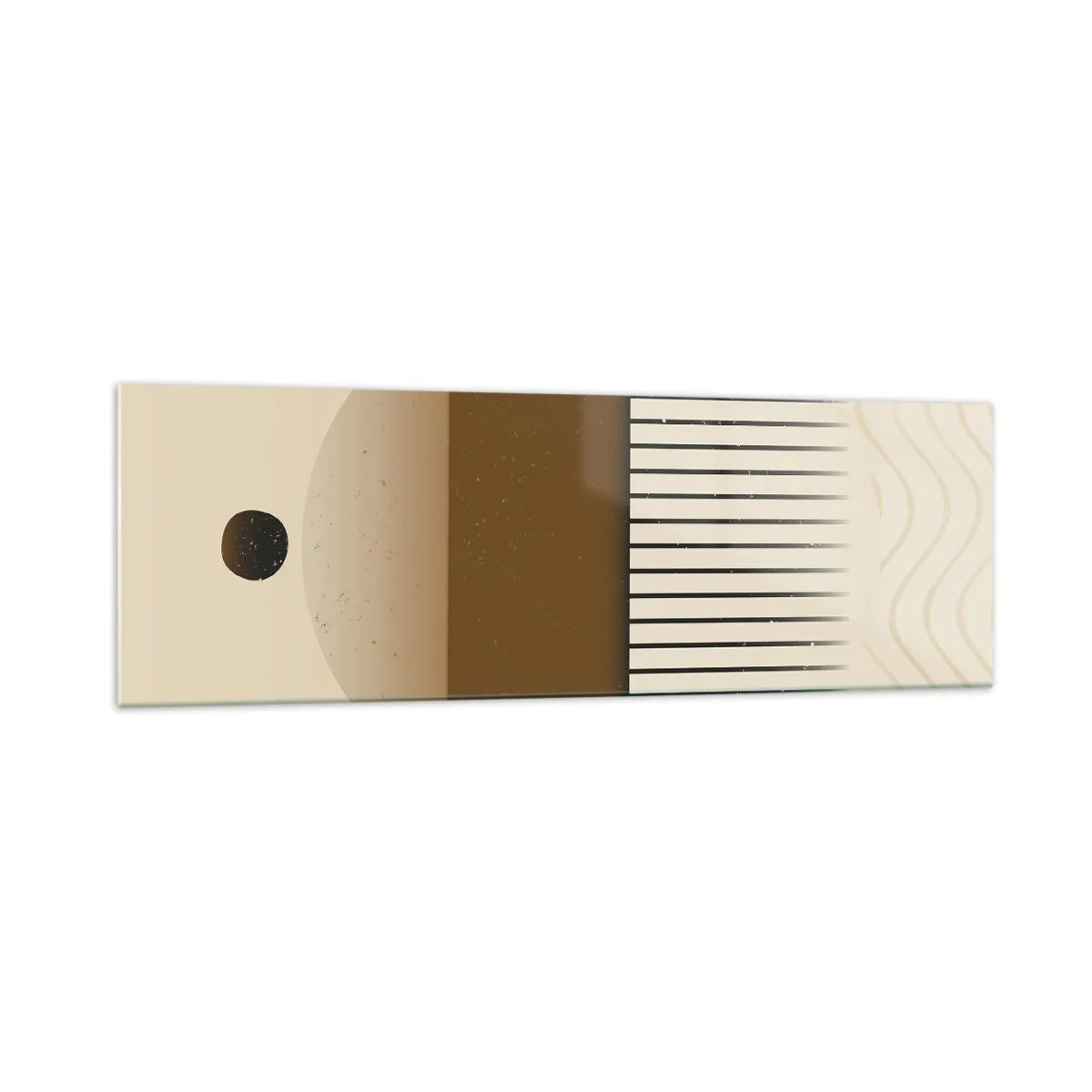 Glasbild - Bild auf glas - Abstrakte geometrische Komposition in Beige- und Brauntönen - 160x50cm - Verschiedene Staaten - Moderne Wanddekoration für Wohnzimmer und Schlafzimmer ARTTOR