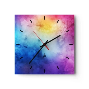 Wanduhr - Glasuhr - Eine abstrakte Komposition in Pastelltönen von Rosa und Blau. - 30x30cm - Fast auf Wolke sieben - Moderne Wanddekoration für Wohnzimmer und Schlafzimmer ARTTOR