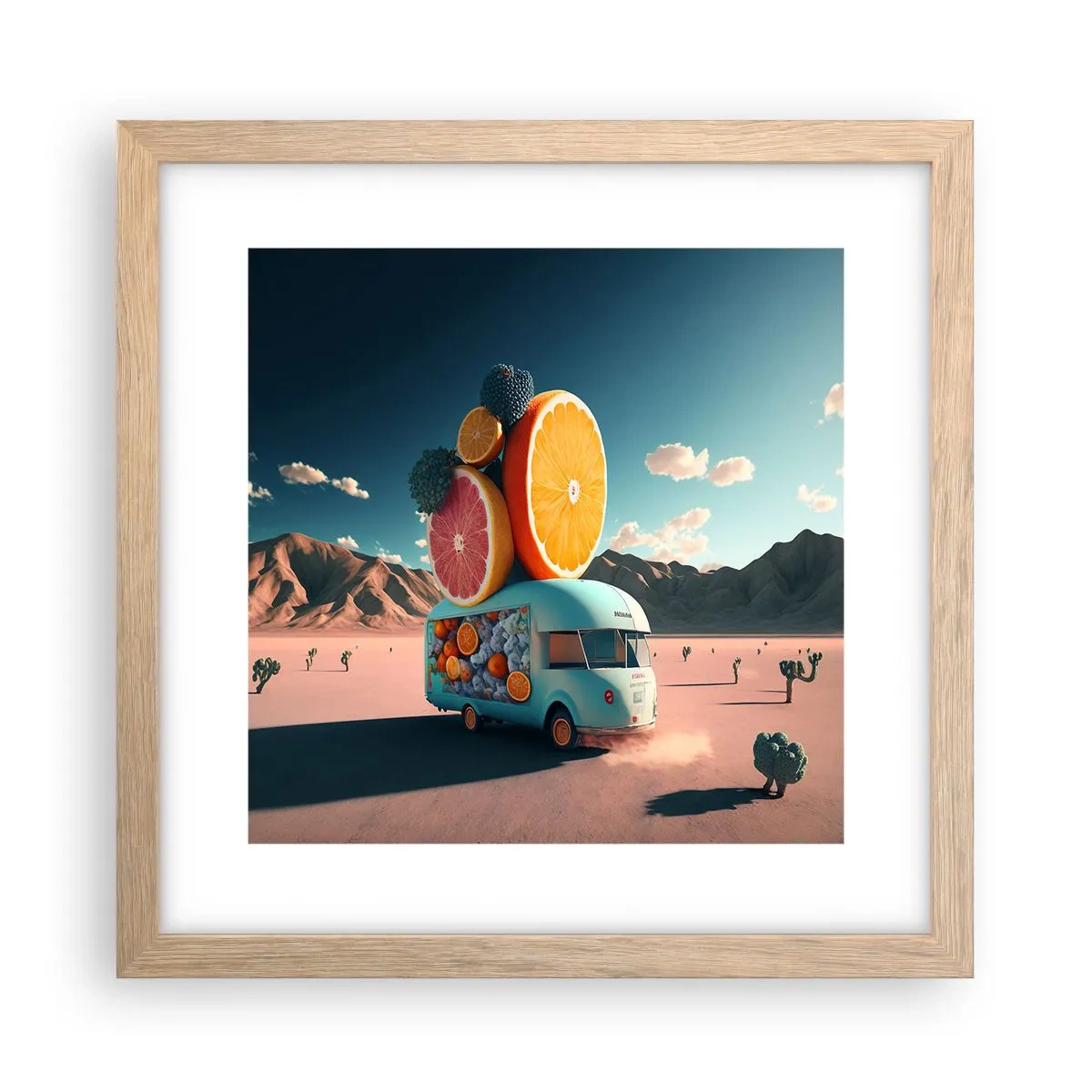Poster in einem Rahmen aus heller Eiche - Geschmack von Urlaub - 30x30 cm