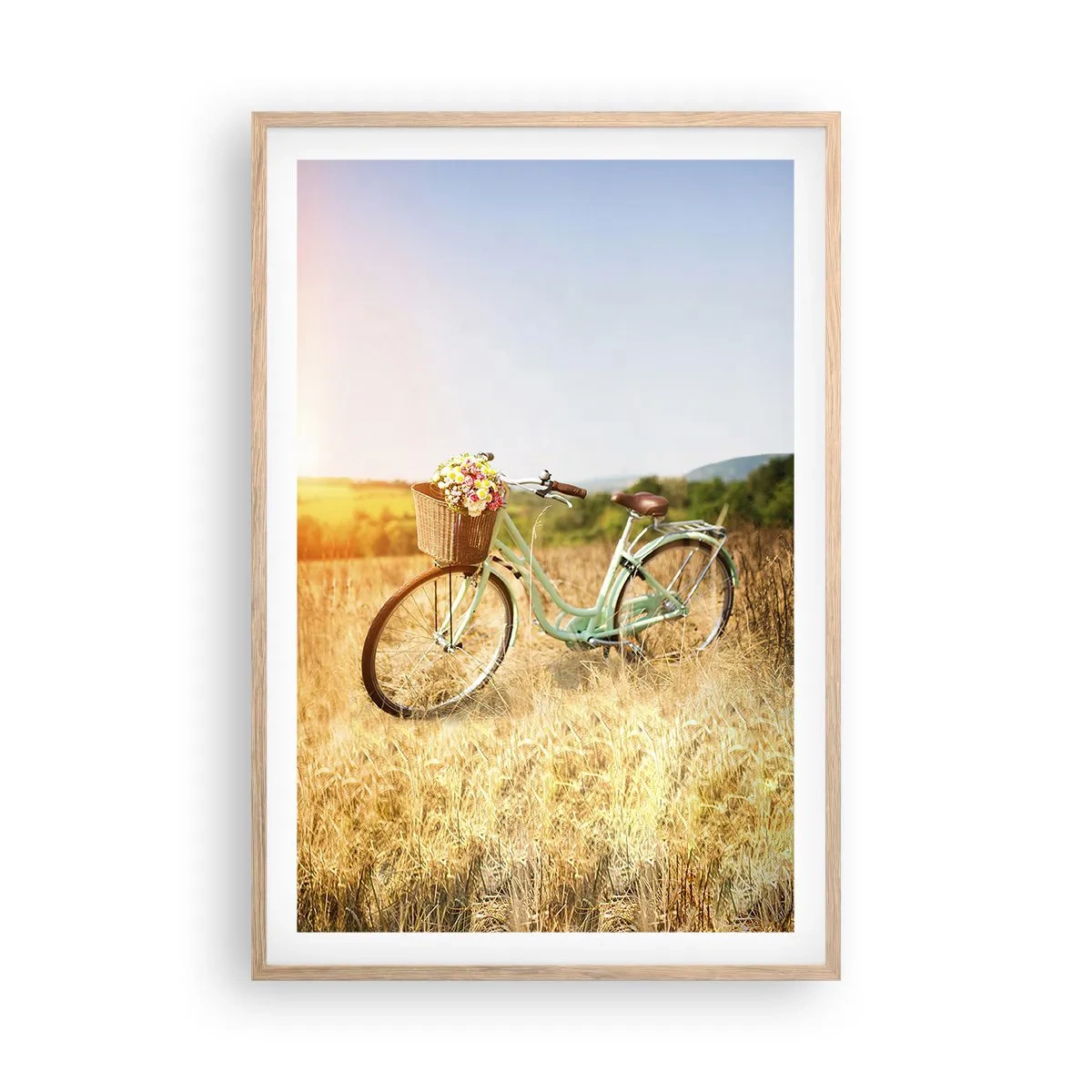 Poster in einem Rahmen aus heller Eiche - Ich bleibe eine Weile hier - 61x91 cm