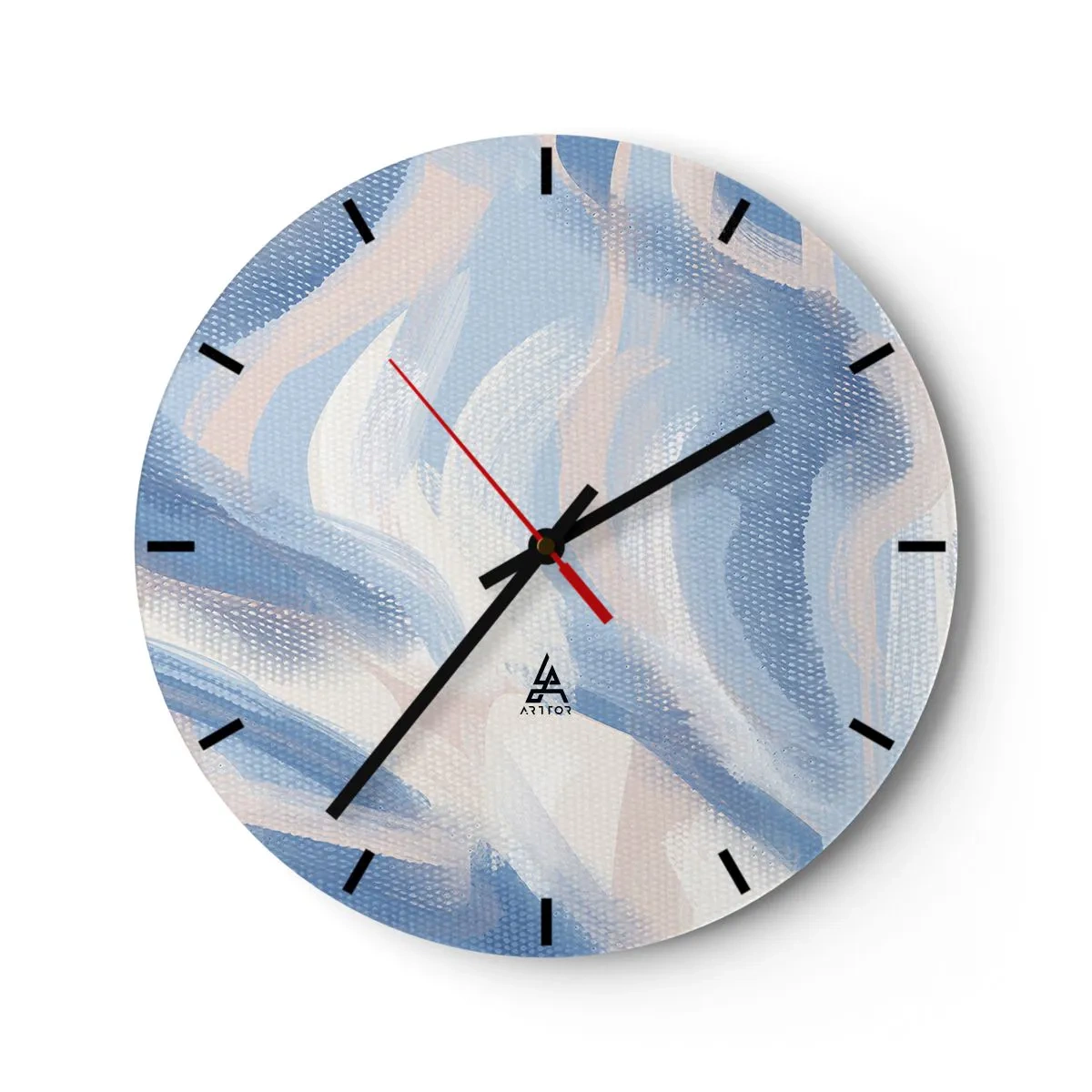 Wanduhr - Glasuhr - Blaue Wellen - 40x40 cm