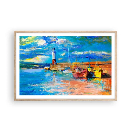 Poster in einem Rahmen aus heller Eiche - Ein Nachmittag in der Regenbogenbucht - 91x61 cm