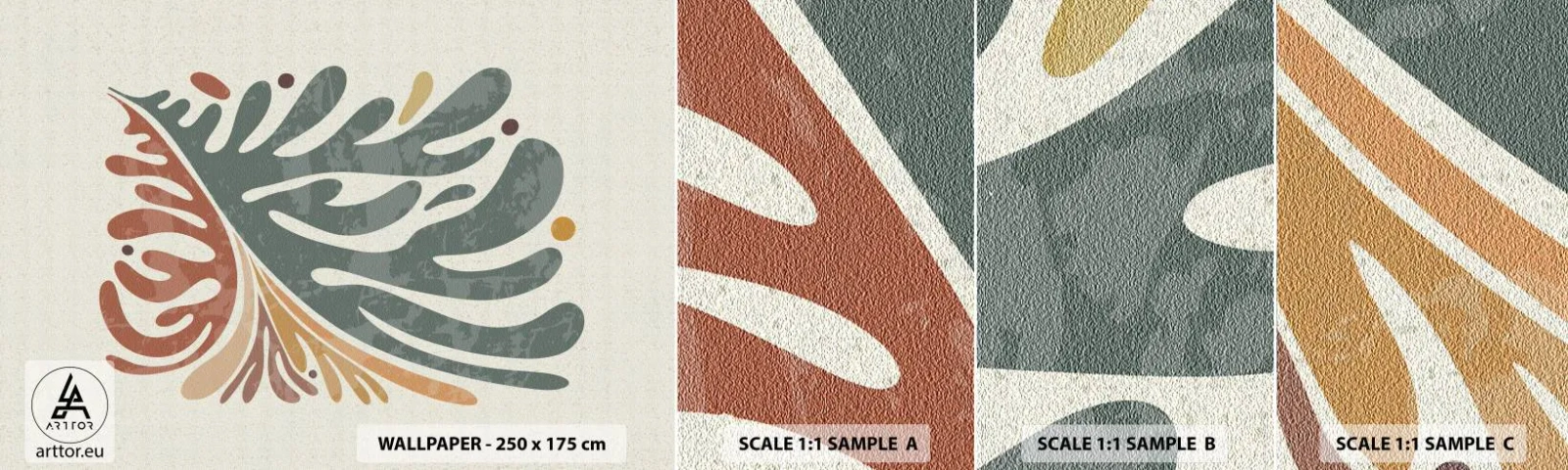 Fototapeten Muster Selbstklebend Deluxe Sticker - Mehrfarbiges Blatt - Boho, Minimalismus, Stück - 100x30 cm