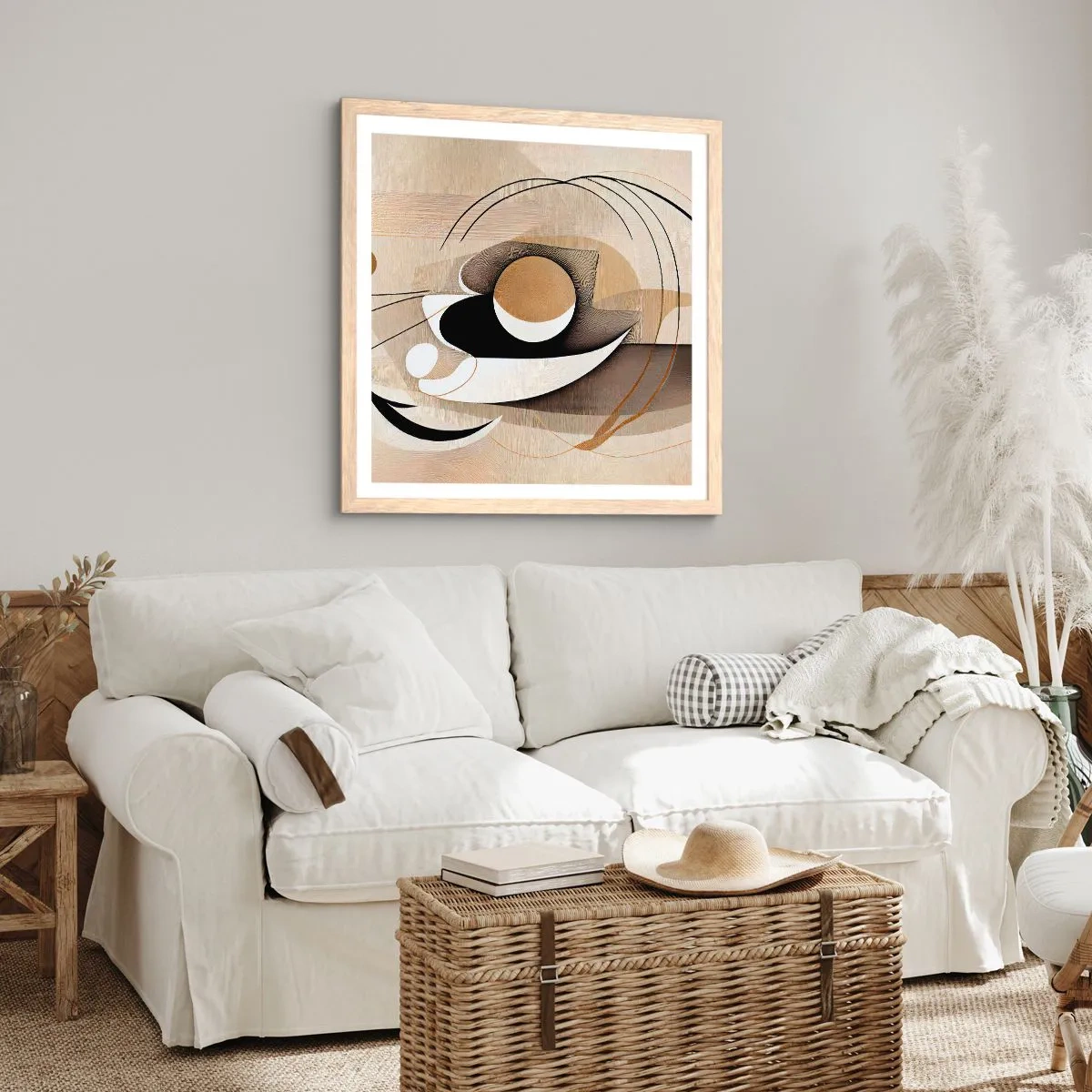 Poster in einem Rahmen aus heller Eiche - Komposition: die Essenz des Wortes - 40x40 cm