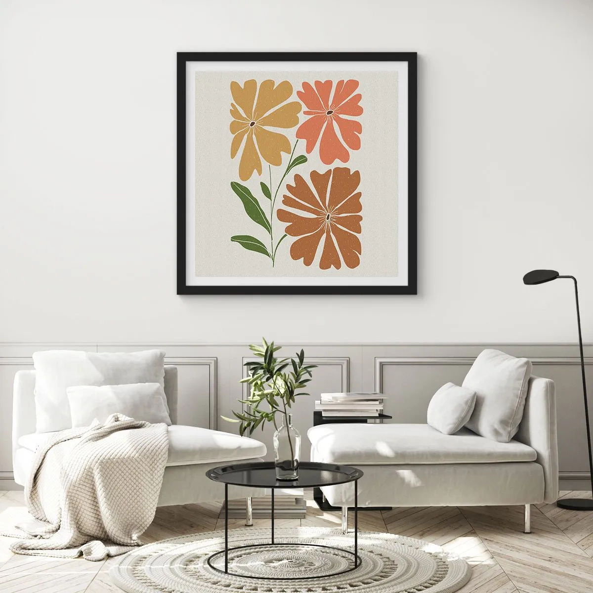 Poster in einem schwarzem Rahmen - Natur und Geometrie - 50x50 cm