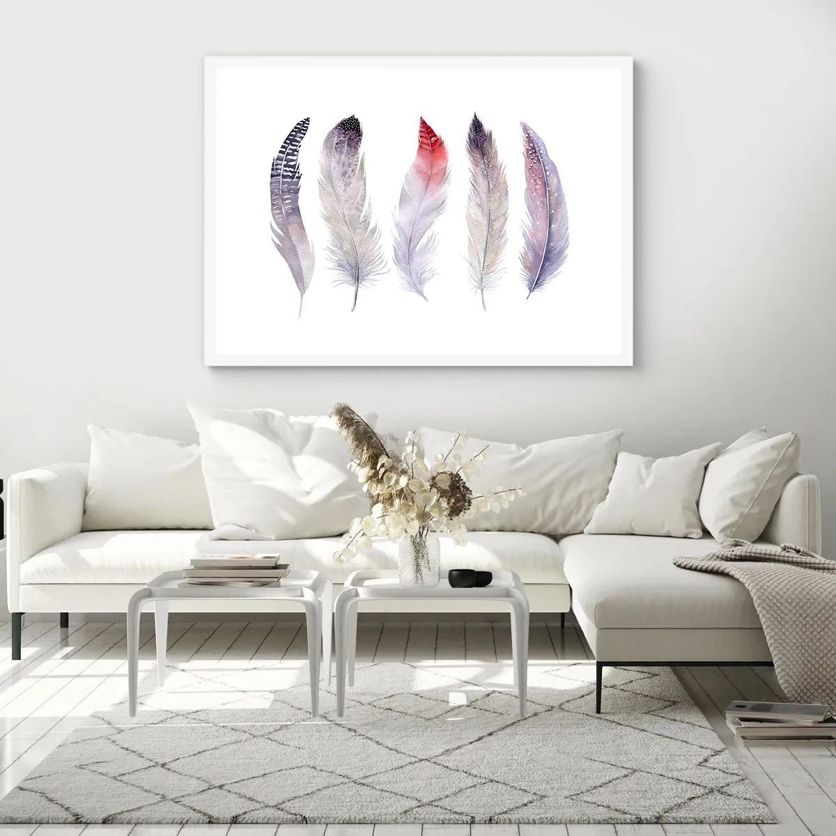 Poster in einem weißen Rahmen - Zart wie mehrfarbiger Nebel - 40x30 cm