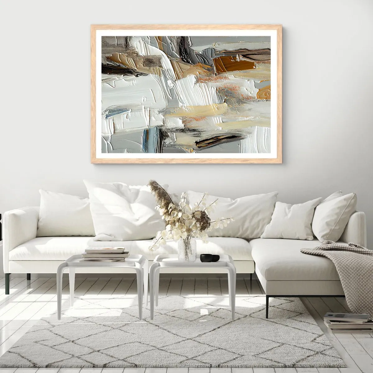 Poster in einem Rahmen aus heller Eiche - Bunte Schichten - 91x61 cm