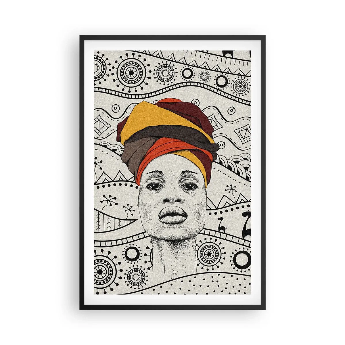 Poster in einem schwarzem Rahmen - Afrikanisches Porträt - 61x91 cm