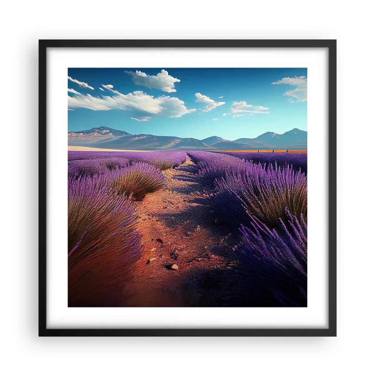 Poster in einem schwarzem Rahmen - Duftende Felder - 50x50 cm