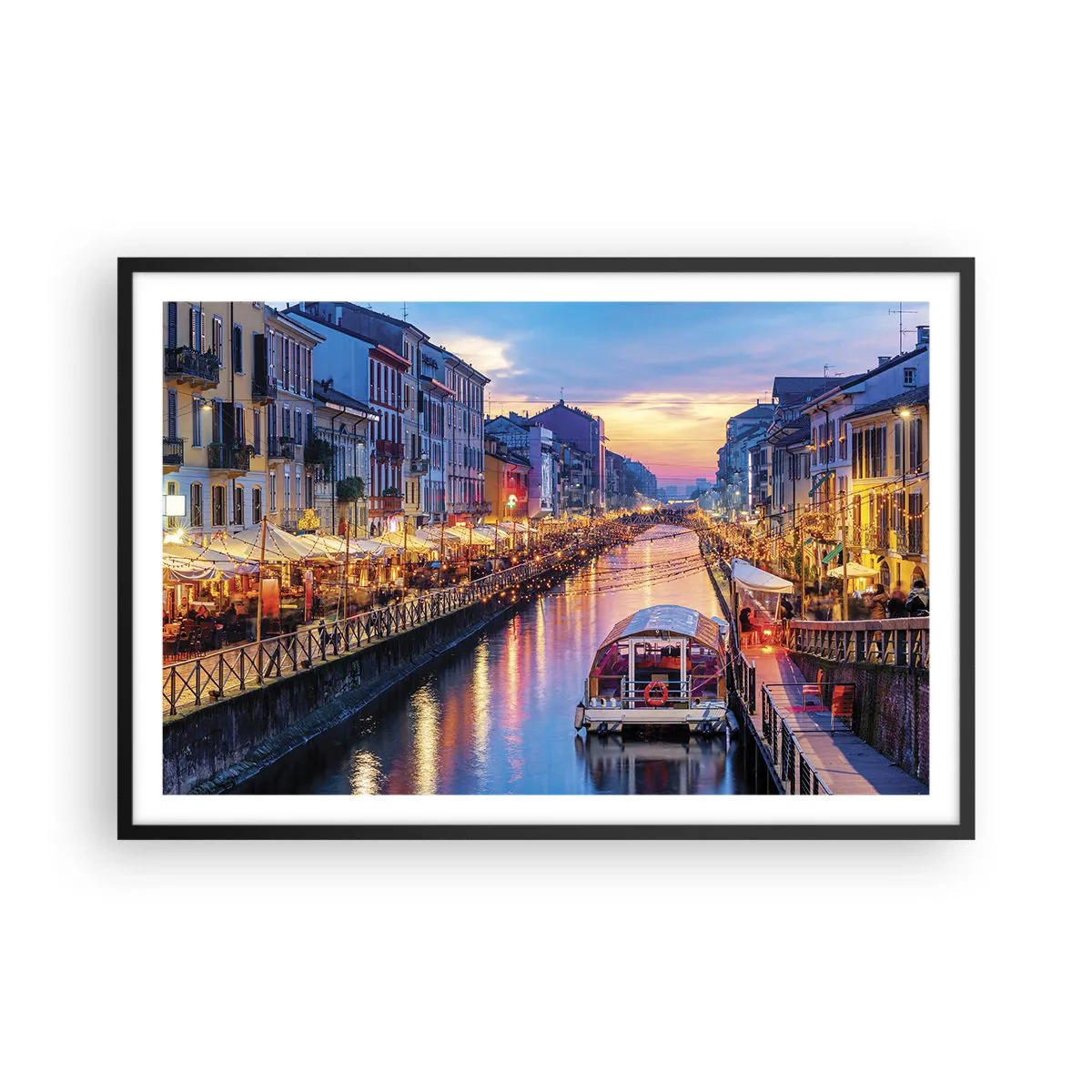 Poster in einem schwarzem Rahmen - Ein Abend voller Licht und Spaß - 91x61 cm