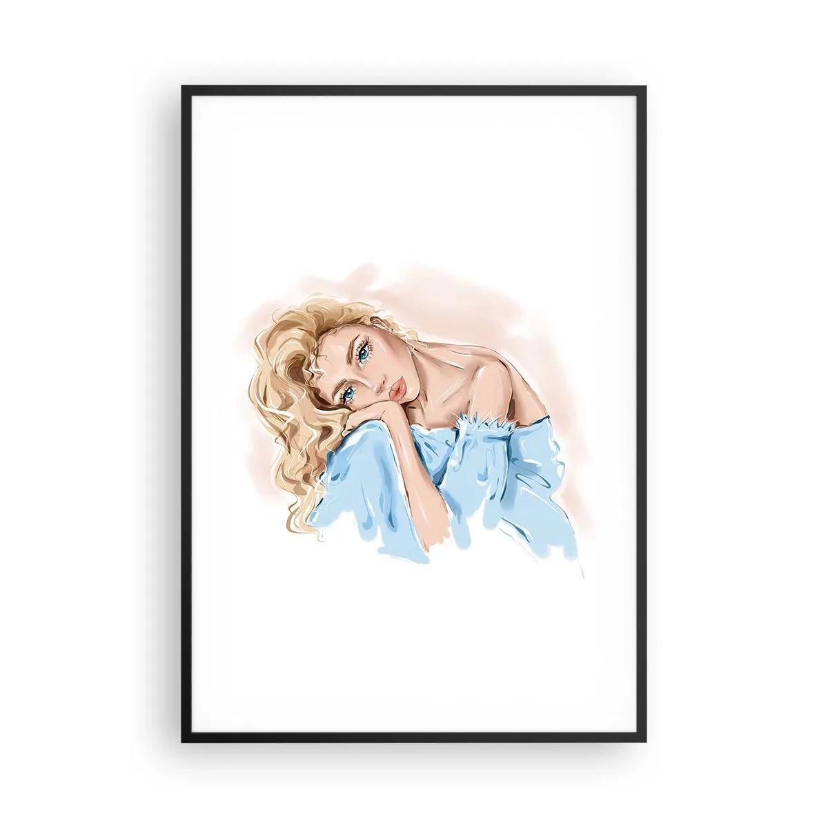 Poster in einem schwarzem Rahmen - Verträumt im Blau - 70x100 cm