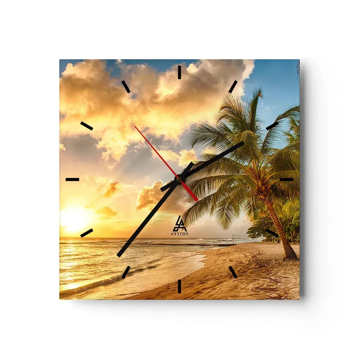 Wanduhr - Glasuhr - Ewiger Sommer, immer Urlaub - 40x40 cm