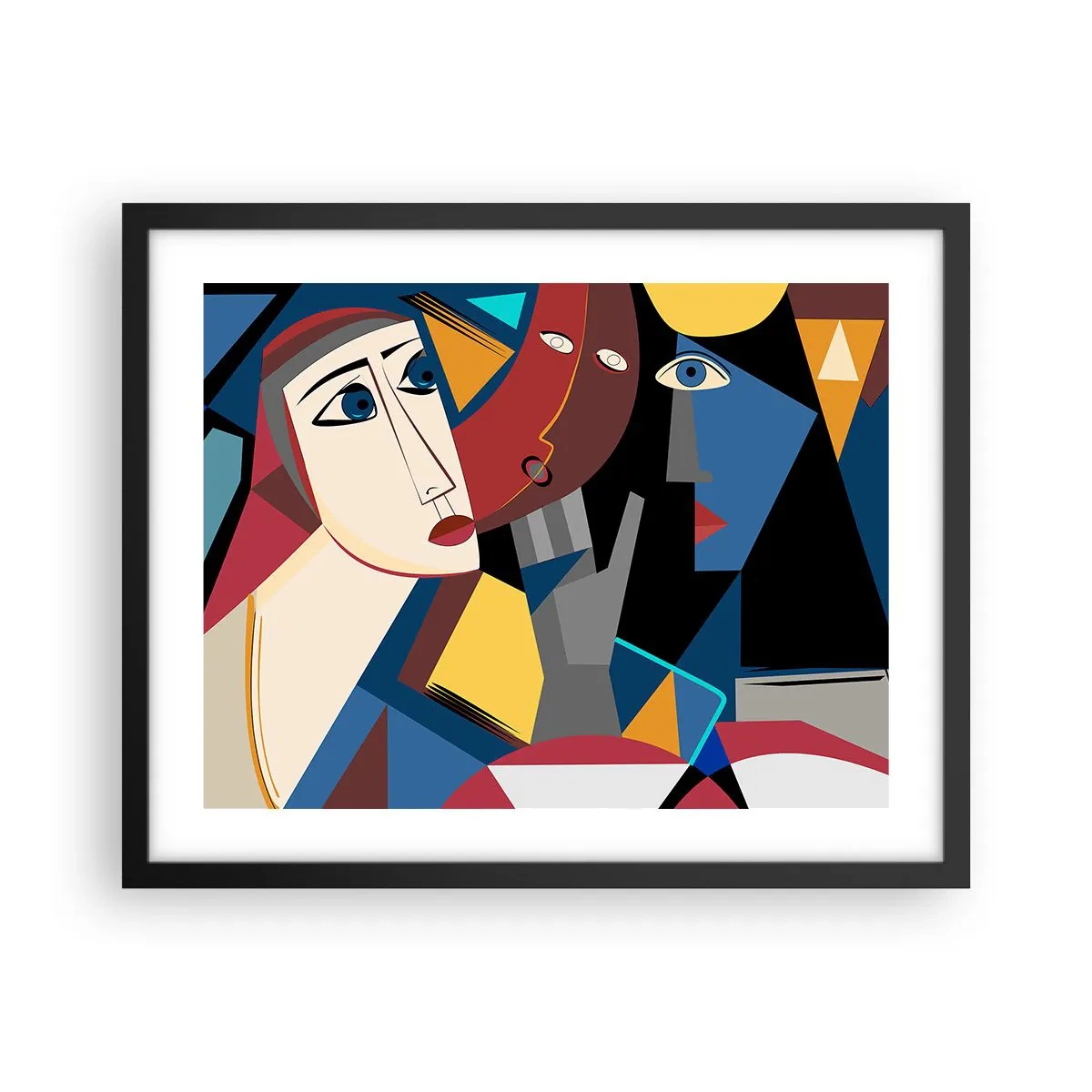 Poster in einem schwarzem Rahmen - Gespräch zwischen Kubisten - 50x40 cm