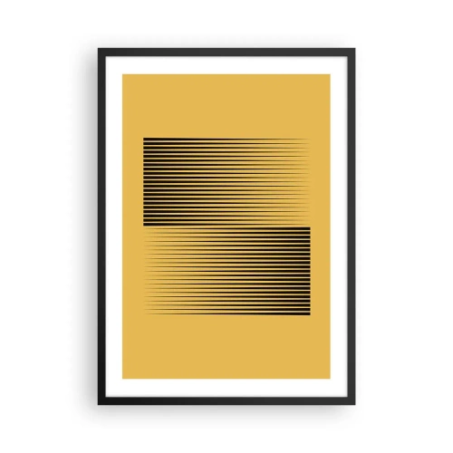 Poster in einem schwarzem Rahmen - Eine minimalistische Linienkomposition auf senffarbenem Hintergrund. - 50x70cm - Quadratur der Gegensätze - Moderne Wanddekoration für Wohnzimmer und Schlafzimmer ARTTOR