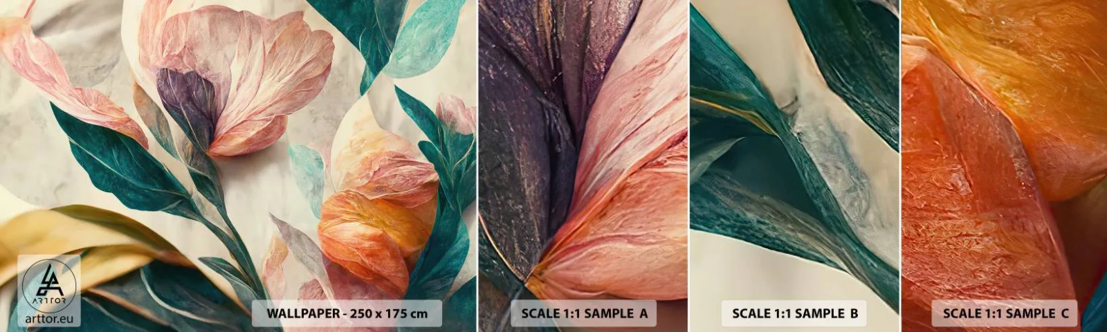 Fototapeten Muster Selbstklebend Deluxe Sticker - Blumen der südlichen Inseln - Blumen, Jahrgang, Botanik - 100x30 cm