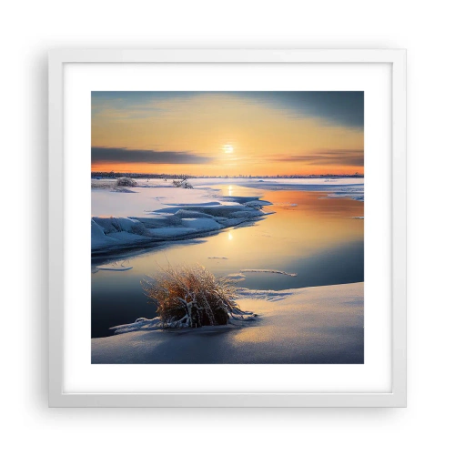 Poster in einem weißen Rahmen - Wintersonnenuntergang - 40x40 cm
