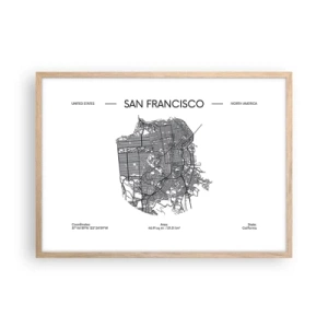 Poster in einem Rahmen aus heller Eiche - Anatomie von San Francisco - 70x50 cm