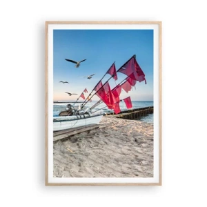 Poster in einem Rahmen aus heller Eiche - Wohlverdiente Ruhe - 70x100 cm