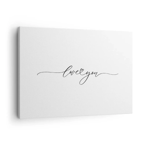 Bild auf Leinwand - Leinwandbild - Die Aufschrift „Ich liebe dich“ in eleganter Schriftart - 70x50cm - Schwarz auf weiß - Moderne Wanddekoration für Wohnzimmer und Schlafzimmer ARTTOR