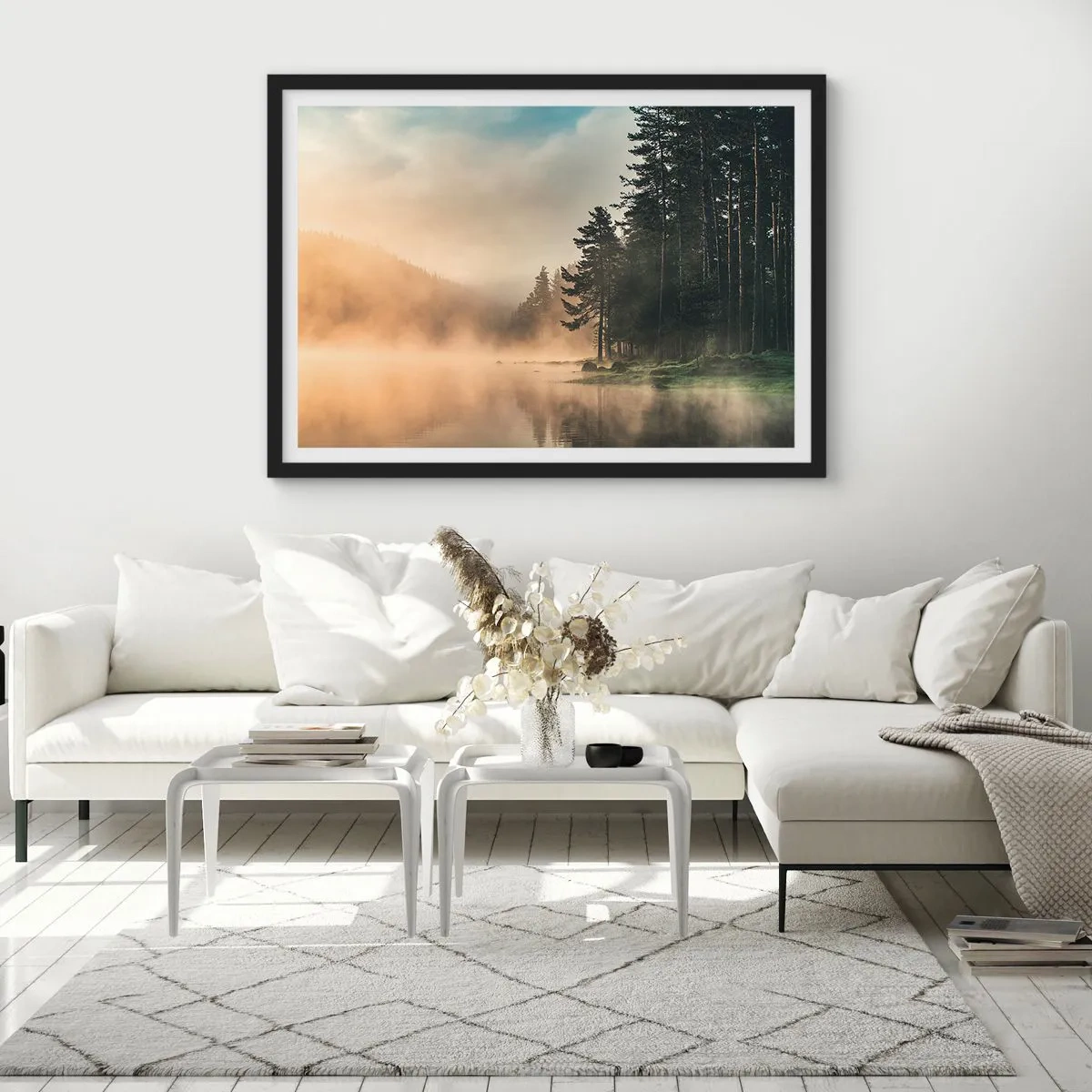 Poster in einem schwarzem Rahmen - Die Geburt des Tages - 91x61 cm